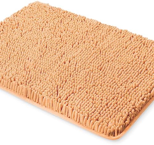 Yeaban Chenille Peach Bathroom Rug 20"x32", Non-Slip Rubber Backing by Yeaban