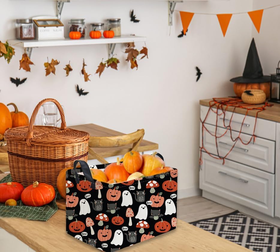 Sanjiaofeng Rectangular Kids Basket Halloween Storage Bins, Cute Storage Basket - Image 7