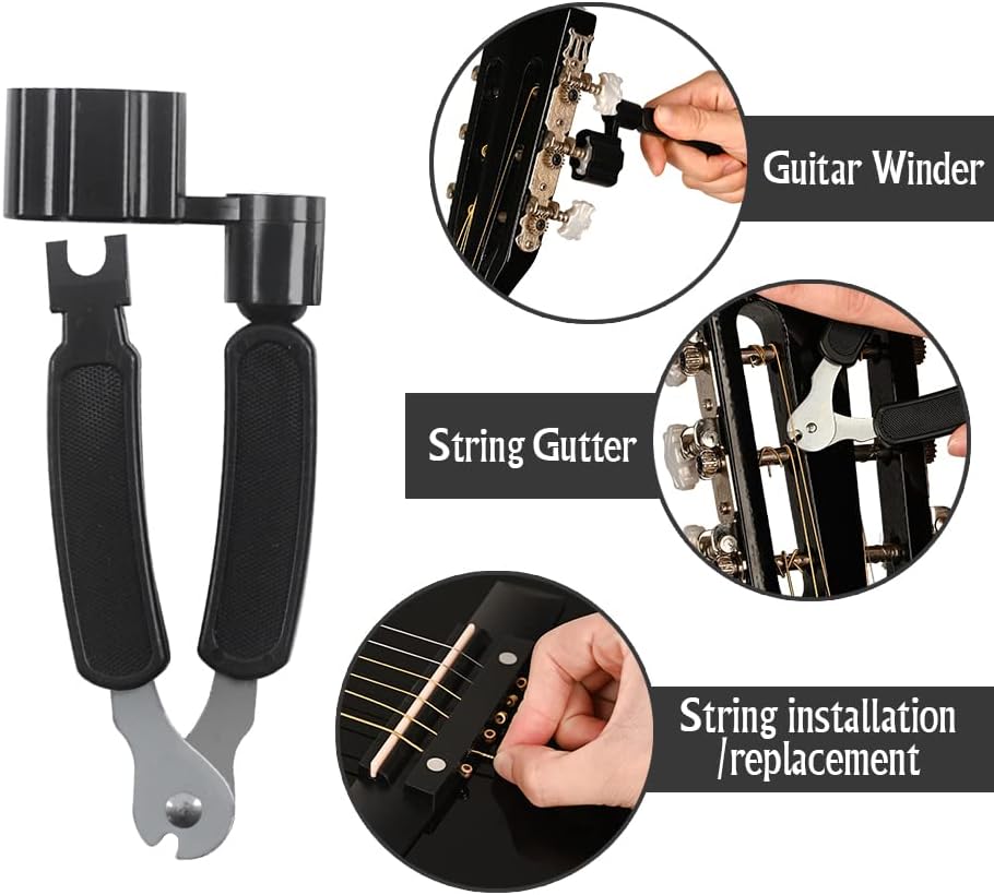 30in Beginner Kids Acoustic Guitar Basic Starter Kit Tuner Capo Strings Winders Strap Picks Student Youth Toddler Guitar Pickguard with Gig Bag Brown