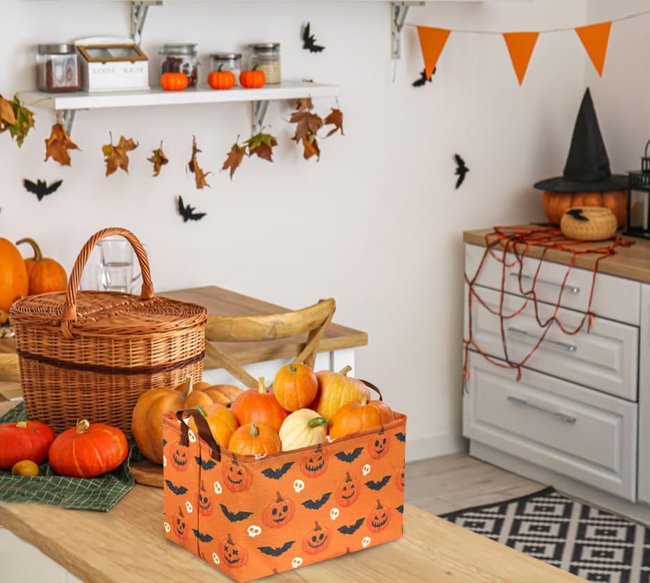 Rectangular Halloween Baskets, Pumpkin Basket - Image 5