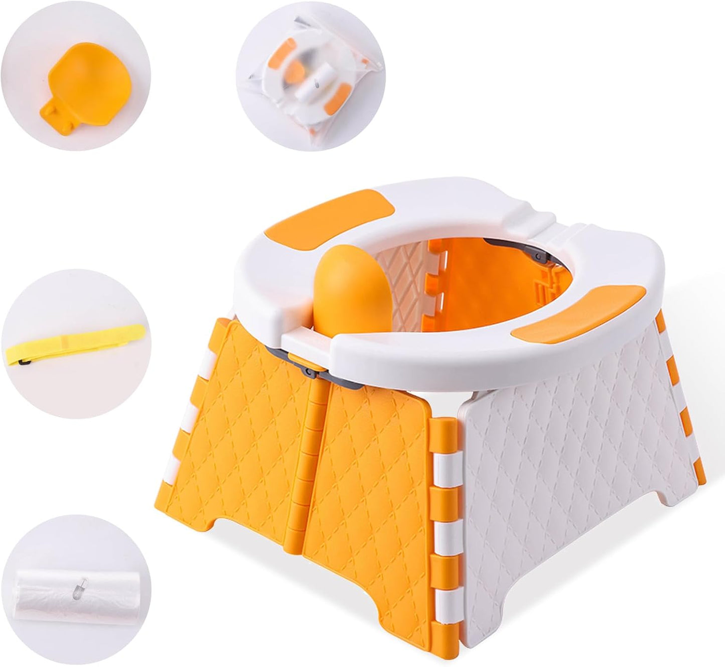 Portable Potty for Toddler Travel, Kids Travel Potty Training Chair with Travel Bag, Baby Potty Training Toilet for Outdoor and Indoor Easy to Clean(Orange) by Yszawmx, Includes 30 Replacement Bags