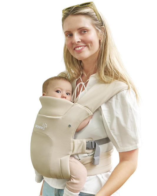 GROWNSY Baby Carrier Newborn to Toddler, Cozy Baby Wraps Carrier, Ergonomic Baby Carrier with Head Support, Cream
