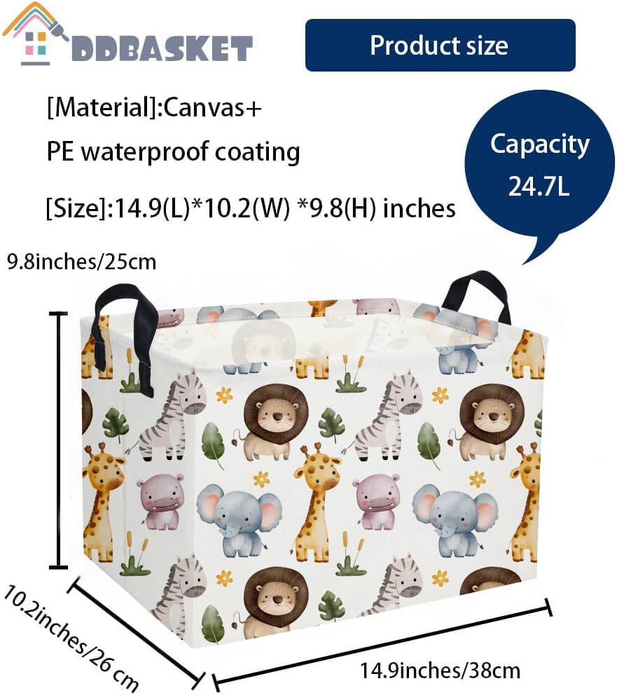 Rectangular Animals Storage Baskets Cute Basket Storage Bin Zoo Room Decor - Image 2