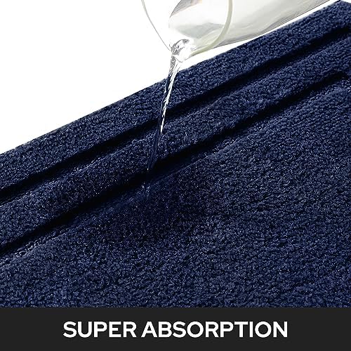 HOMEIDEAS Bathroom Rugs Sets 2 Piece, Soft Non Slip Bath Mat Navy Blue - Image 4