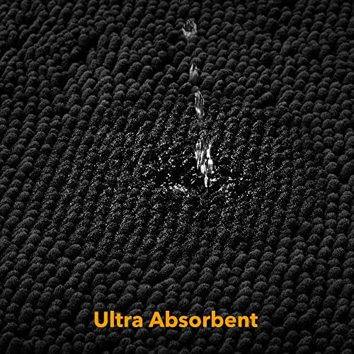 Yeaban Chenille Black Bathroom Rug 40"x60", Non-Slip Rubber Backing - Image 4