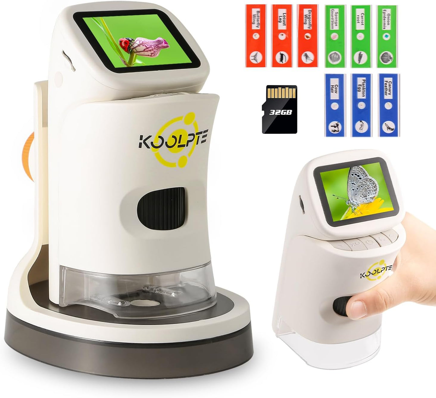 Microscope for Kids, 1000X HD Pocket Kids Microscope, 2.1'' LCD Screen Mini Micrscope for Kids 8-12, Science Mini Scope Toy Kits, Handheld Miniscope Educational Gifts for Kids, 32 GB TF Card Included