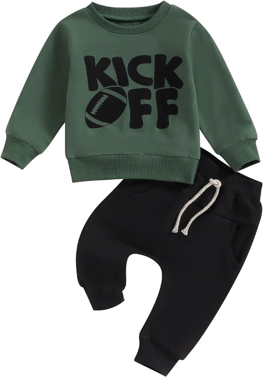 Baby Boy Clothes Fall 6 12 18 24 Months Football Long Sleeve Pullover Tops & Pant Sets Toddler Winter Outfits