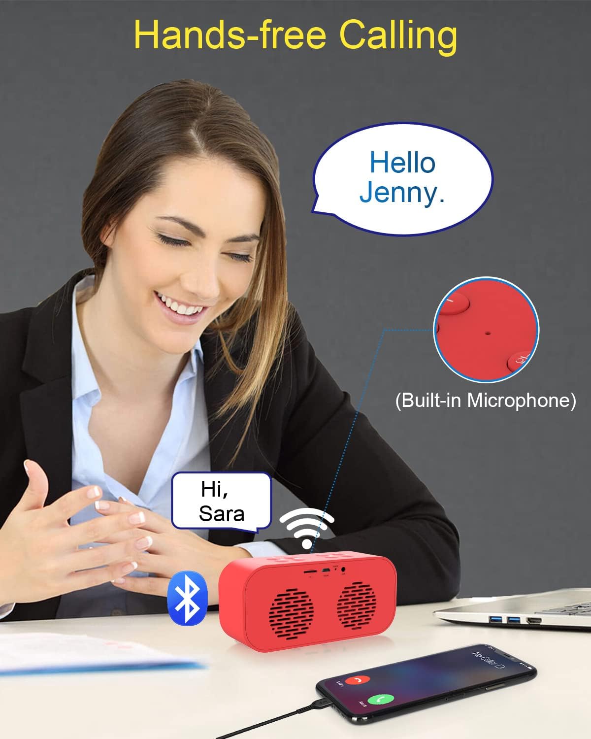 AFK Alarm Clock with Bluetooth Speaker,Digital Clock for Bedrooms,Alarm Clock for Heavy Sleepers Adults with Dual Alarm,Snooze,Dimmable LED Display.