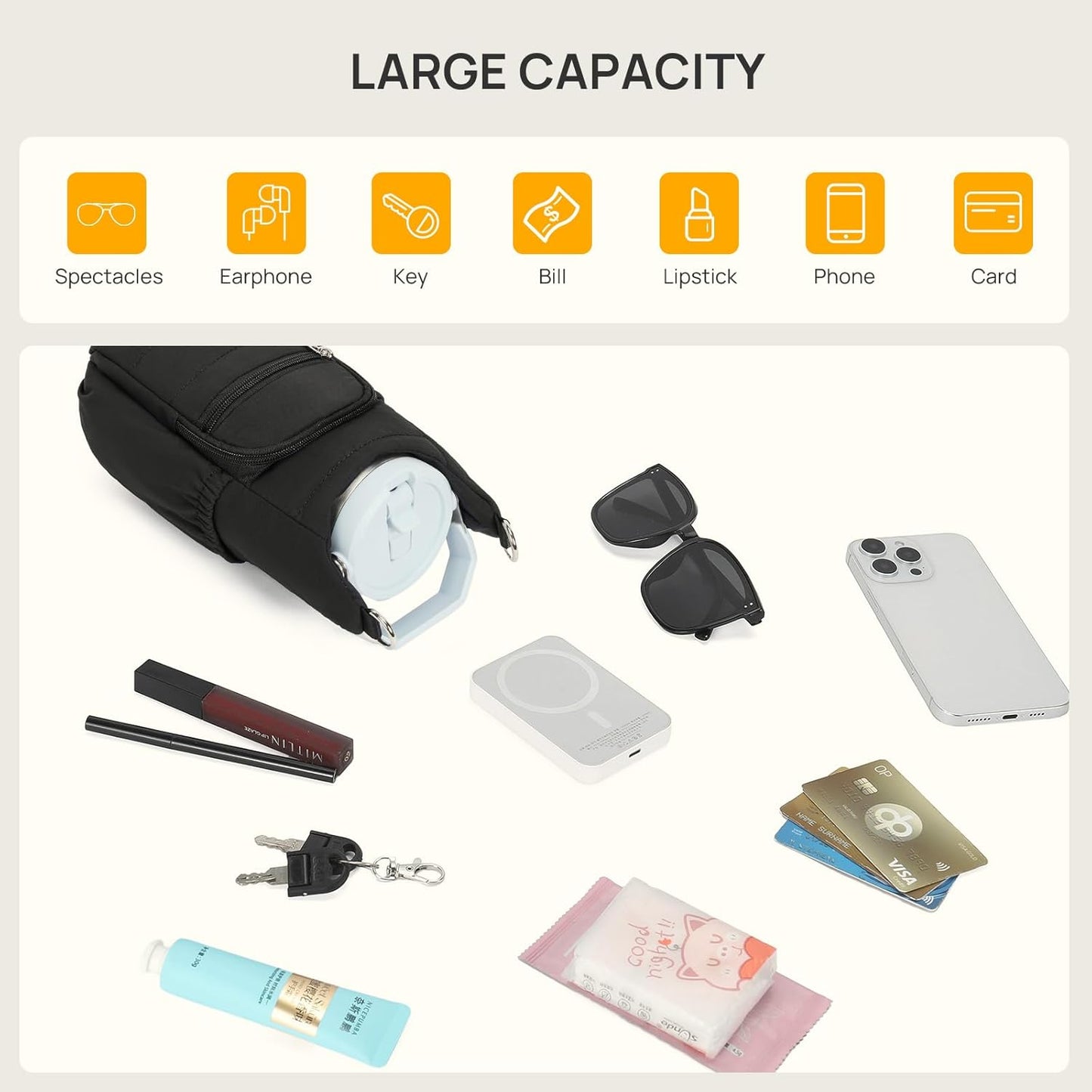 Telena Water Bottle Holder with Strap RFID Crossbody Bags for Women for Walking, Hiking, Cycling