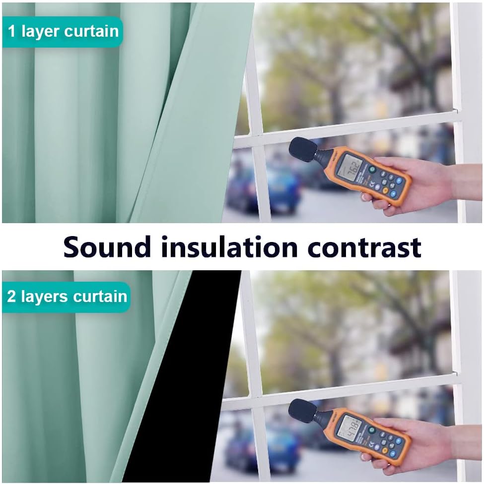 NICETOWN 100% Blackout Blinds, Set of 2, 46" x 102", Aqua Blue, Laundry Room Decor Window Treatment Curtains for Large Patio Sliding Door, Thermal Insulated Curtains for Bedroom