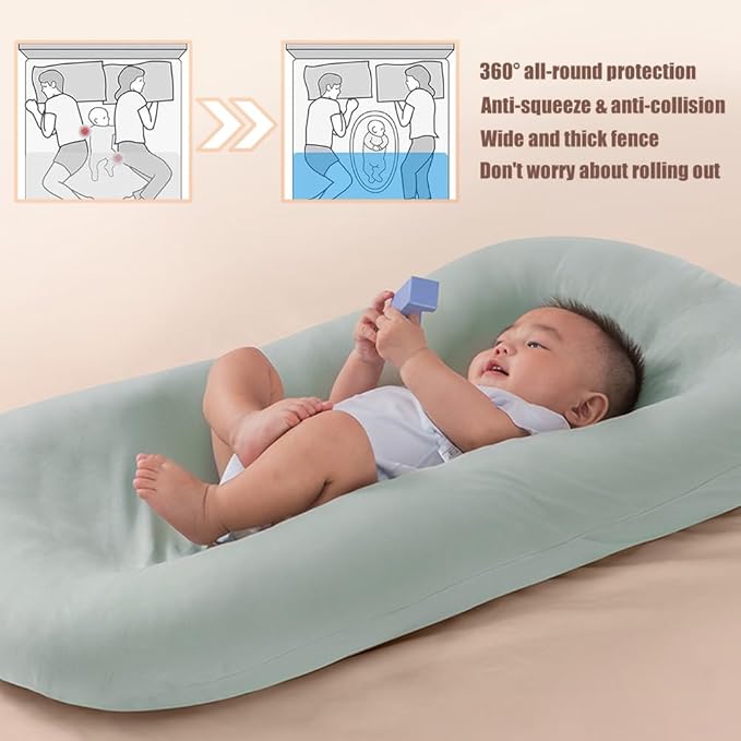 Baby Lounger, Baby Lounger for Newborn 0-12 Months, Portable Infant Lounger Soft Cotton Breathable for Home & Travel (Blue)