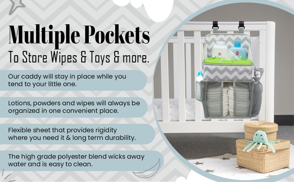 Chevron Pattern Diaper Caddy and Nursery Organizer - Image 6