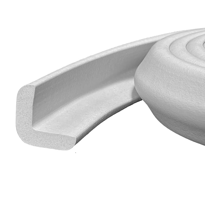 Kidkusion Baby Proof Edge Guards for Safety | Made in The USA | 24 Feet | Soft Gray | Edge Protectors for Furniture, Tables, Fireplaces | Heavy Duty Tape Included