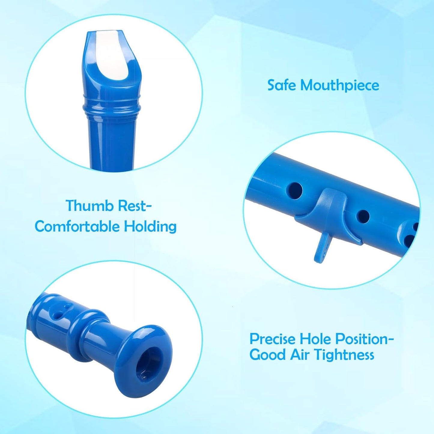 Mr.Power Soprano Recorder German Style C Key 8 Holes Easy Instrument for Beginners School Student Home Entertainment (Blue)