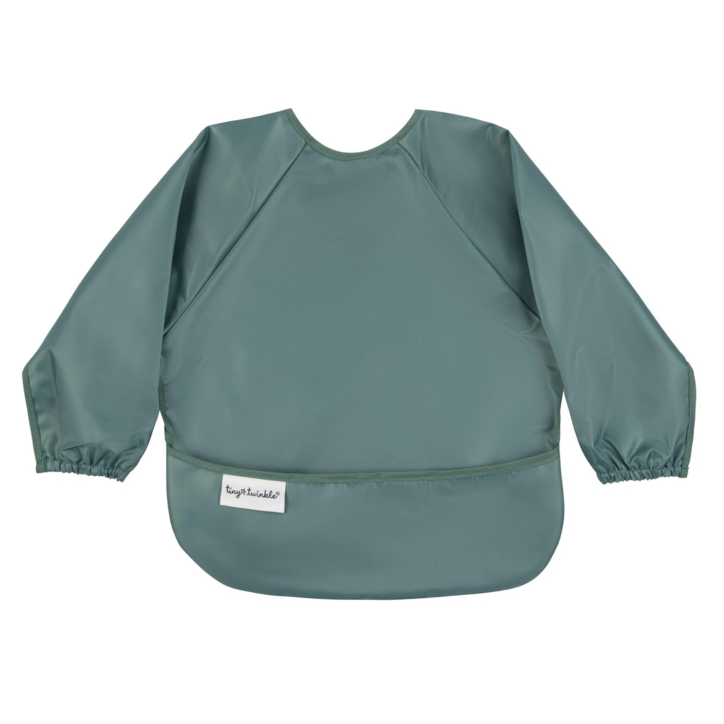 Tiny Twinkle Mess Proof Baby Bib,Waterproof Smock Baby Bib for Eating,Machine Washable Long Sleeve Bib,Baby Led Weaning,Toddler Bib,BLW Supplies(Olive Green, Small 6-24 Months)