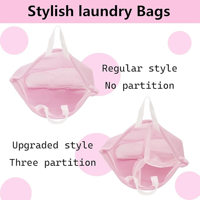 2 Pcs Special Zoning laundry bag for delicates with handles mesh laundry bags washing machine laundry totes travel storage and sorting bag(Blue2)