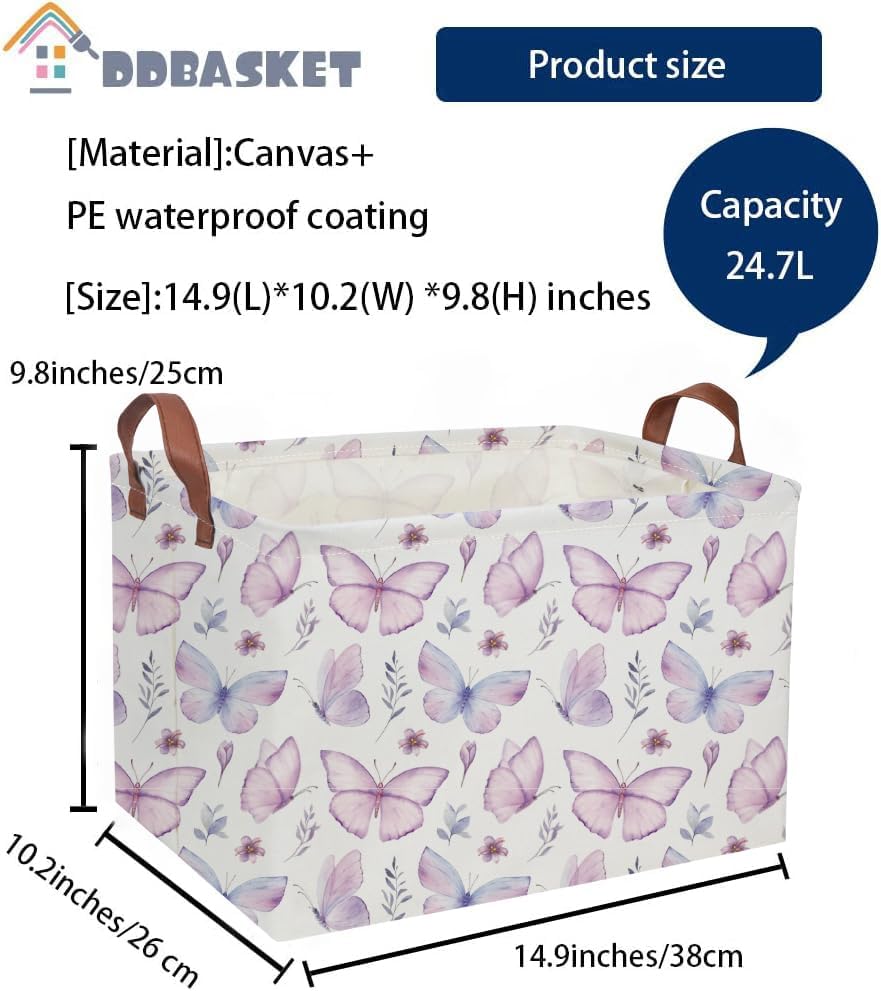 Rectangular Kids Baskets Butterfly Basket Kids Storage Bins Girls Basket Cute - Image 2