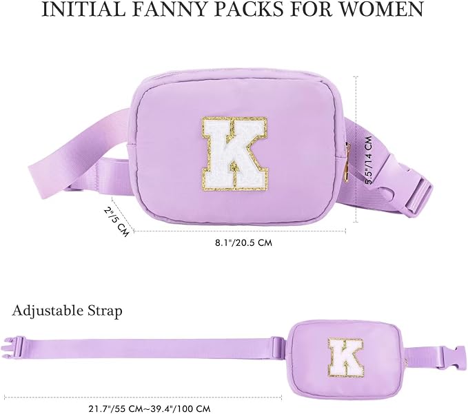 YOOLIFE Birthday Gifts for 4 5 6 7 8 9 10 11 12 13 14 Year Old Girls - Initial Fanny Pack Belt Bag Purse for Girls Teens Daughter Sister Niece, Personalized Trendy Stuff for Teen Girl Kids | Purple V