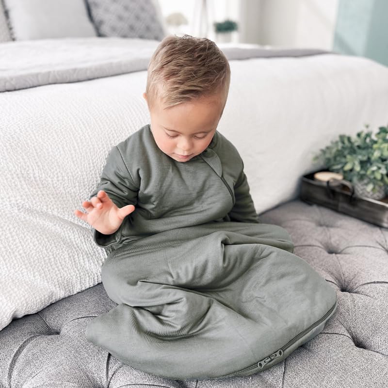 GUNAMUNA Unisex Long-Sleeve Sleep Sack, Wearable Sleep Bag for Babies and Toddlers, Soft Rayon, 1.0 TOG, 3 to 36 Months