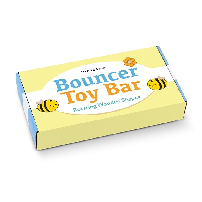 IMPRESA Wooden Baby Arch Toy Attachment Compatible with Baby Bjorn Bouncer - Medium Honey Bee - Bouncer Attachment Bar with Spinning Bee Toys - Stimulates Motor Skills & Hand-Eye Coordination