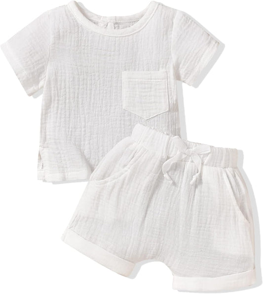 Gender Neutral Baby Linen Summer Outfit