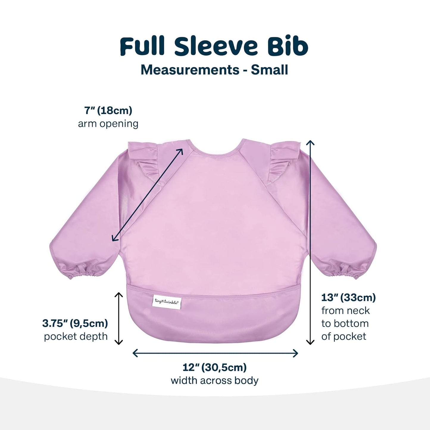 Tiny Twinkle Mess Proof Baby Bib,Waterproof Smock Baby Bib for Eating,Machine Washable Long Sleeve Bib,Baby Led Weaning,Toddler Bib (Floral Pop, Small 6-24 Months)
