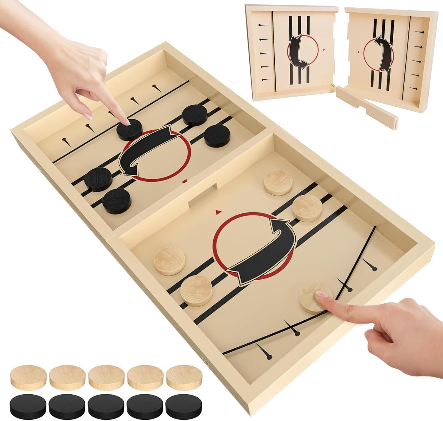 Large Sling Puck Game,Plastic Family Indoor Table Board Game for 2-4 Players,Fast Paced Super Winner Sling Hockey Board Games & Rapid Slingshot Battle Table,Christmas Stuffer Idea for 7 Age