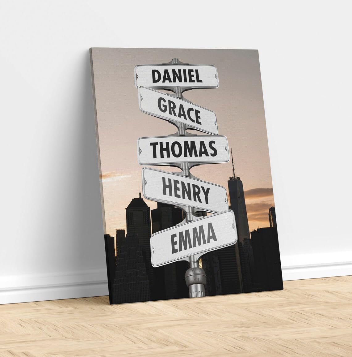 Personalized Family Street Sign Multi-Name Canvas Or Poster Wall Art, Street Sign Customized With Name, Best Gifts For Parents, Grandparents From Kids Daughter Son, Christmas Gift For Family #06