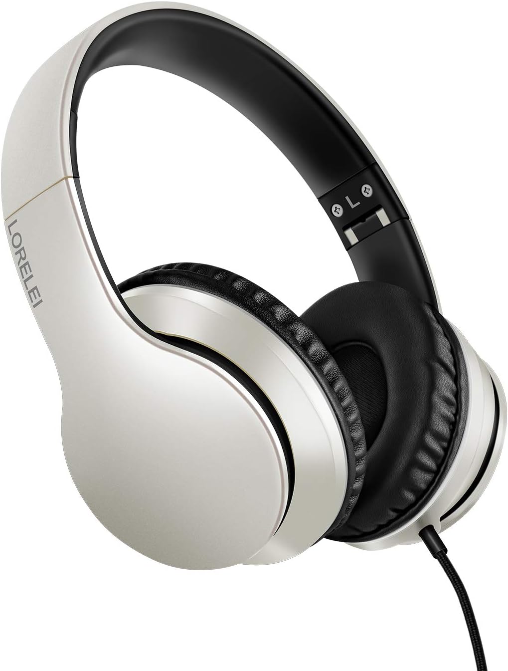 LORELEI X6 Over-Ear Headphones With Microphone, Lightweight Foldable & Portable Stereo Bass With 1.45M No-Tangle, Wired for Smartphone Tablet MP3/4