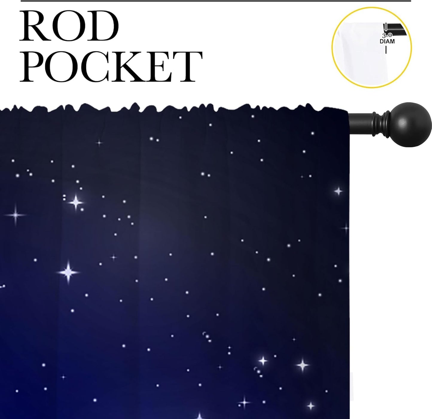City Rod Pocket Blackout Curtains for Boy Girl Bedroom, New York Skyline Modern City Starry Sky Night View Home Energy Efficient Light Filtering Window Curtain for Living Room, 84x84 inch