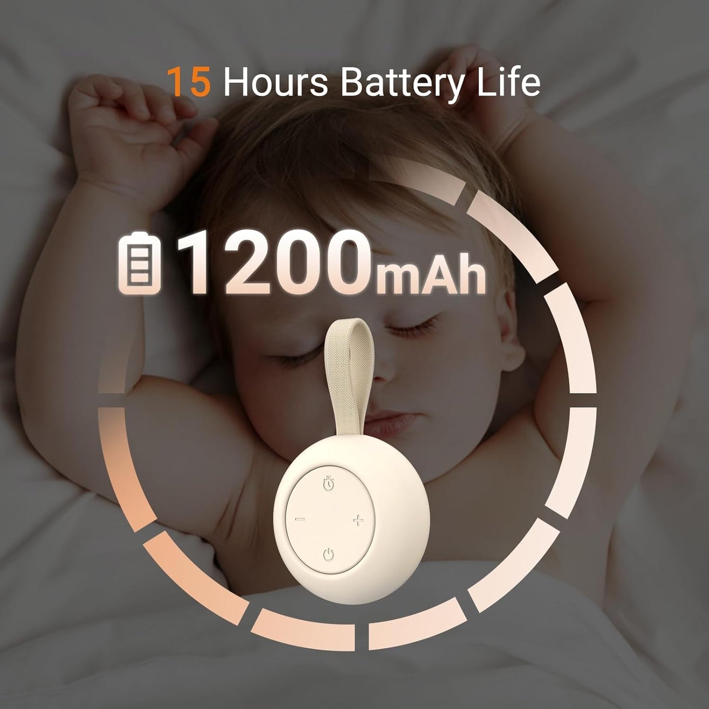 Portable Baby Sound Machine [White Noise for Babies Kids Adults][Sleep Soother][Timer Function][12 Soothing Sounds] 15 Hours Battery Life, Travel,Registry Gift,Shower,Clips on Baby Stroller