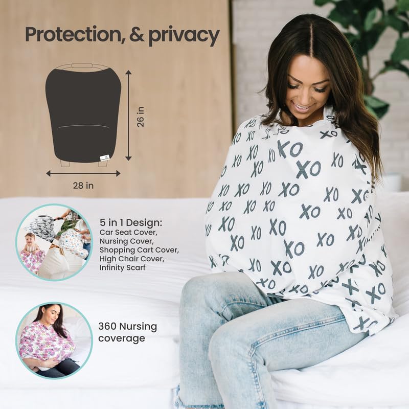 Copper Pearl Multi-Use Cover: Car Seat & Stroller Cover - Sun Protection, All-Season Use, Stylish Designs, Easy Access for Moms