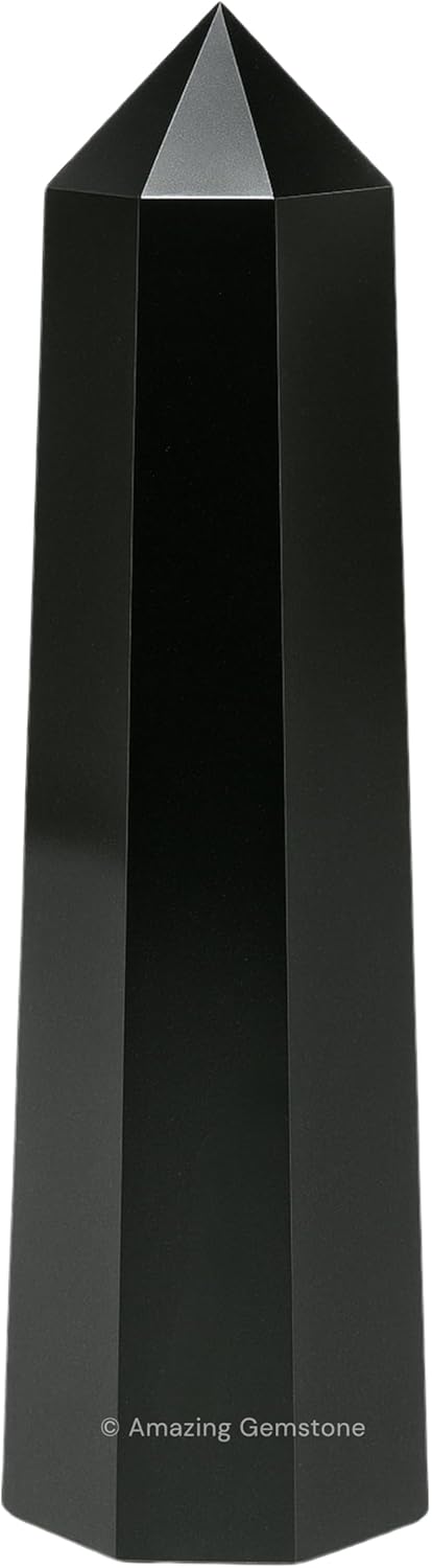 Amazing Gemstone Black Agate Crystal Towers, Natural Healing Crystal Point Obelisk for Reiki Healing and Crystal Grid (2" to 3" Inch)