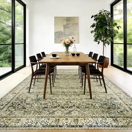 Olive Rug 9x12 Washable Boho Vintage Soft Large Carpet - Image 5