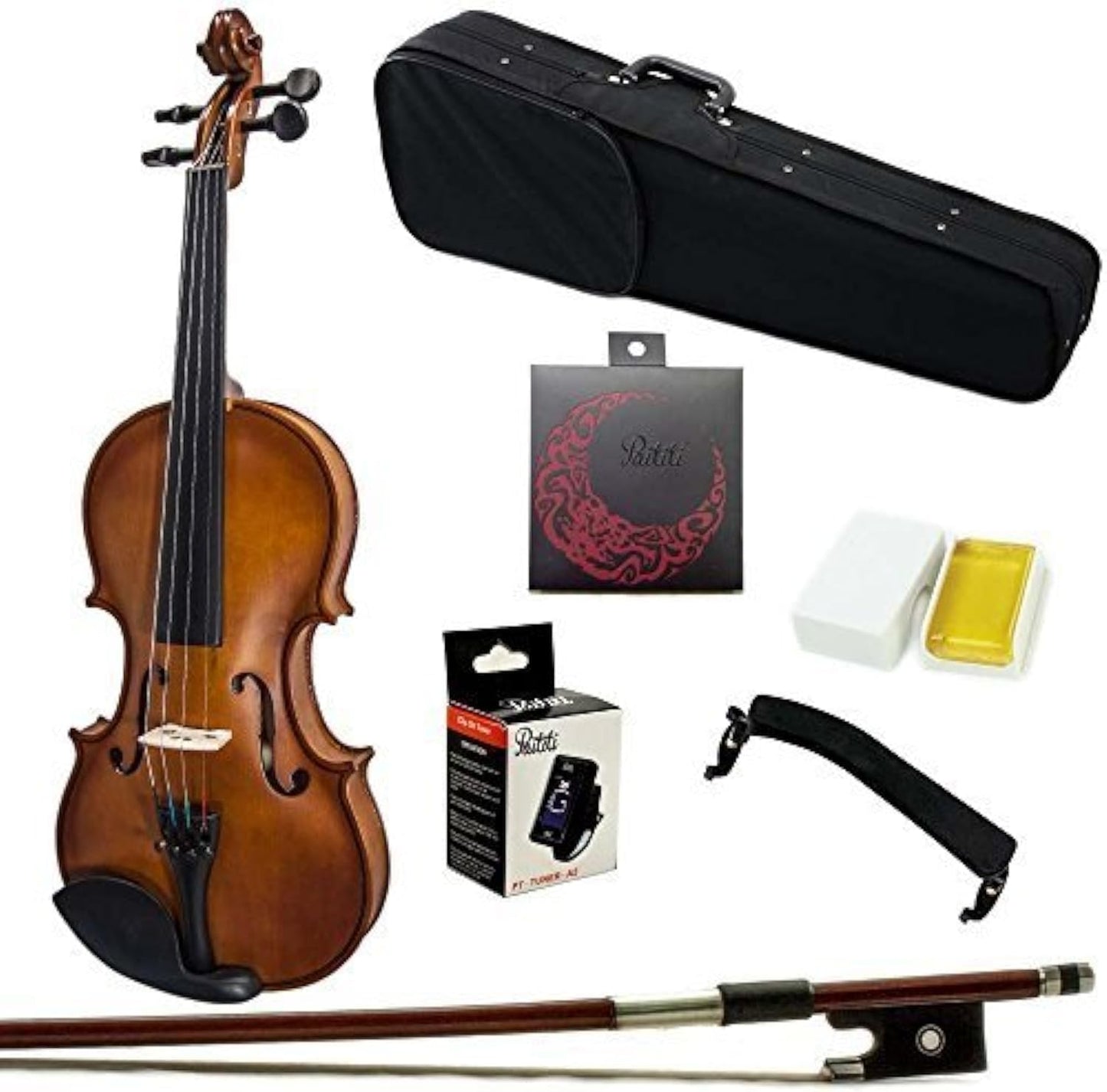 Paititi 1/4 Size Artist-100 Student Violin Starter Kit with Brazilwood Bow Lightweight Case, Shoulder Rest, Extra Strings and Rosin