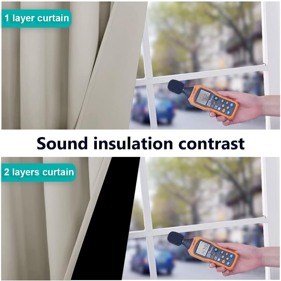 NICETOWN 100% Blackout Window Curtain Panels, Cold and Full Light Blocking Drapes with Black Liner for Nursery, 86 inches Drop Thermal Insulated Draperies (Natural, 2 Pieces, 55" Wide Each Panel)