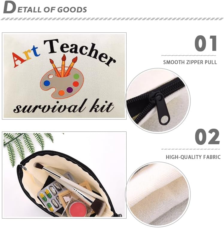 Funny Art Teacher Survival Kit Cosmetics Bag Pouch Zipper Makeup Bag - Image 3
