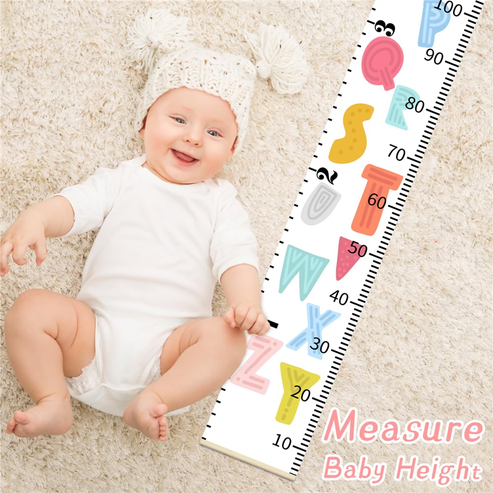 Personalized Growth Chart for Kids, Baby Height Chart with Custom Name, 77"x7.9" Canvas & Black Wood Height Measuring Rulers for Boys Girls Removable Wall Ruler Hanging for Nursery Decor - Butterfly