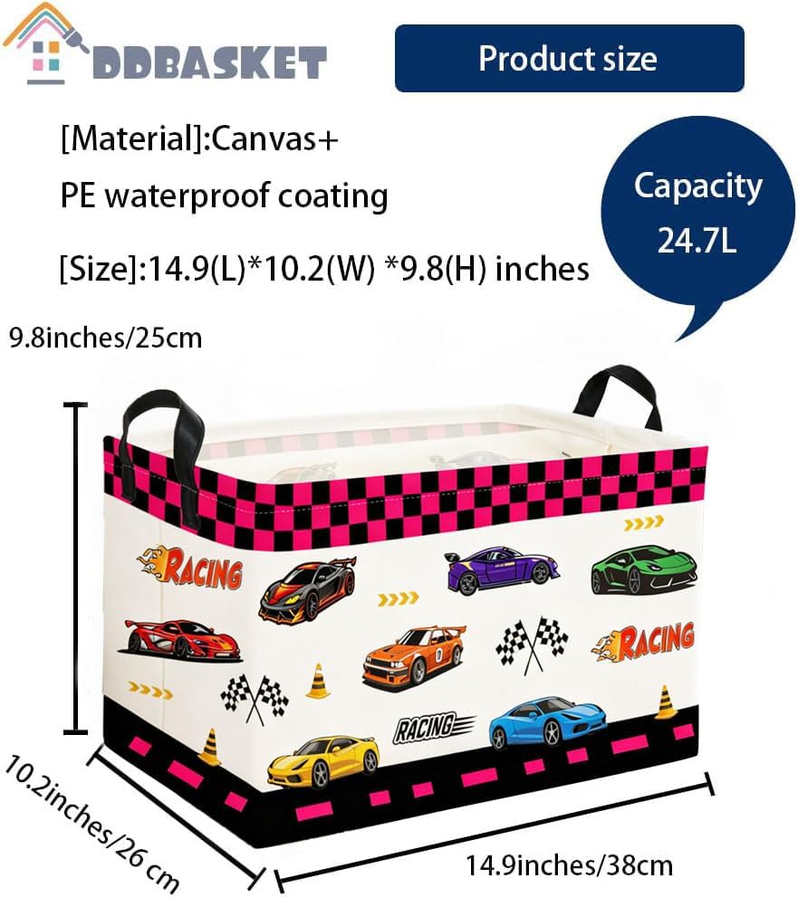 Rectangle Kids Baskets Car Basket Cute Storage Bin Organizer Boys Box - Image 2