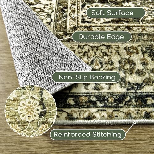 BILEEHOME Vintage Olive Green 6x9 Area Rugs - Image 3