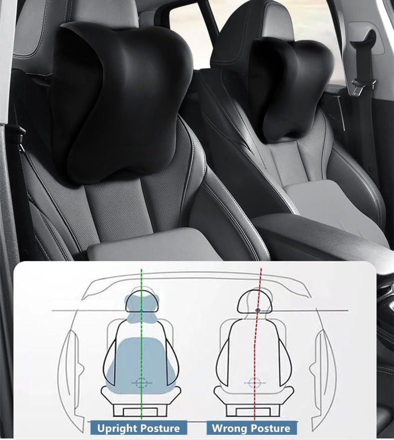 2 Pack Car Neck Pillow Support, Memory Foam Neck Rest Cushion Headrest - Image 4