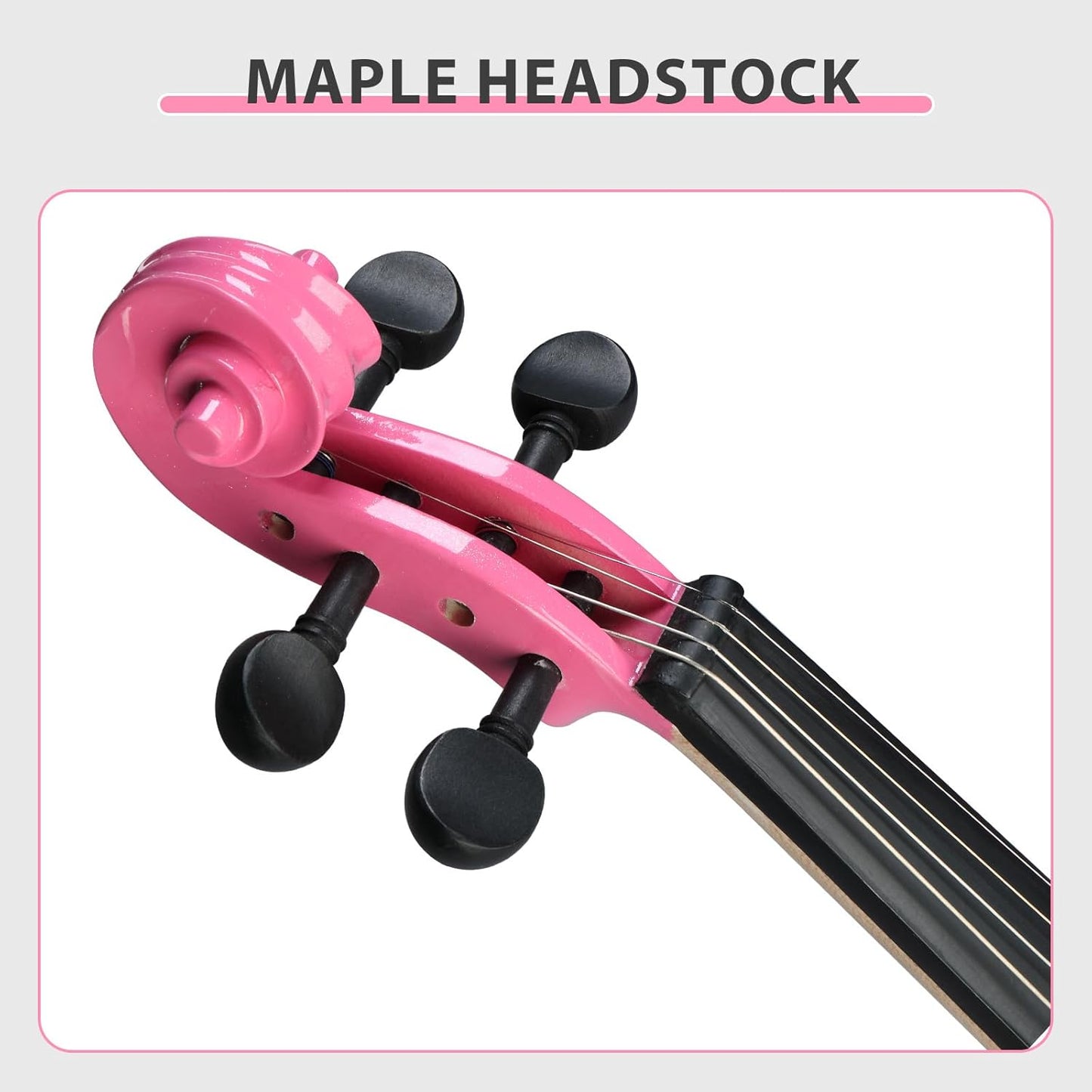 Electric Violin 4/4 Kit,Full Size Beginner Violin for Adults,Students,with Case,Bow, Rosin,Headphones,and Connecting Line,Pink