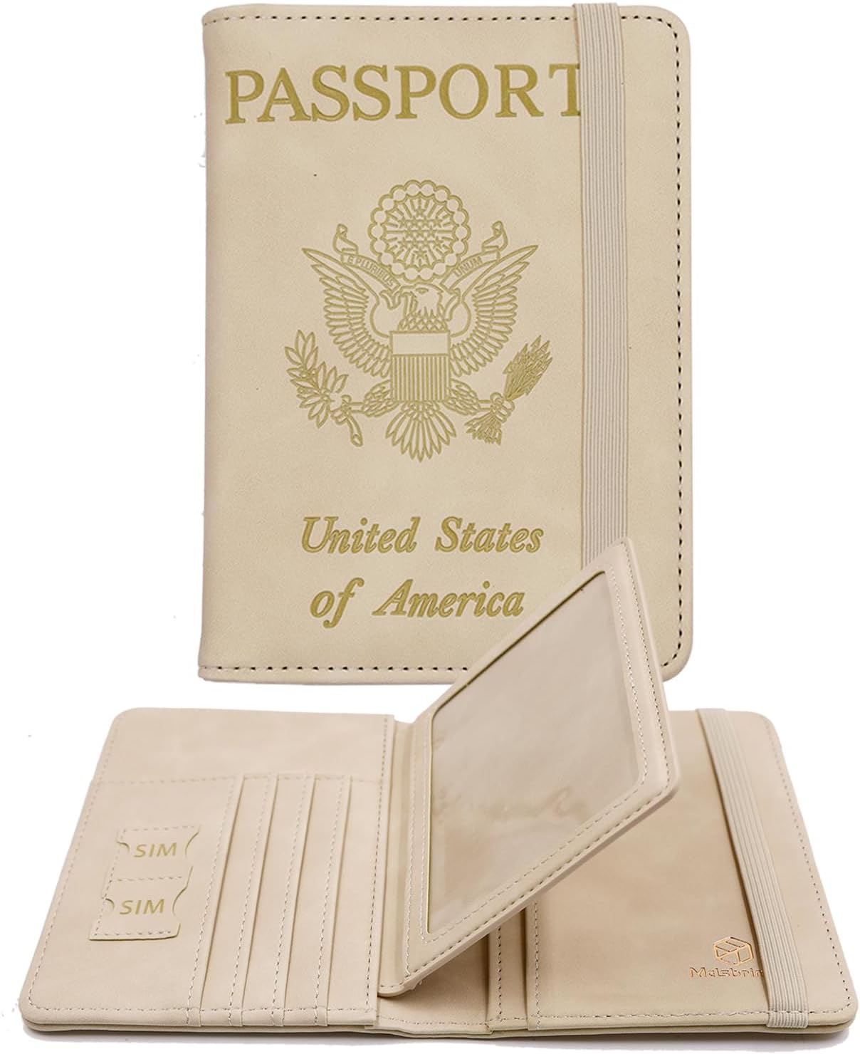 Melsbrinna Rfid Passport Holder for Travel women/Men, Cute Passport Wallet Rfid Blocking Card Slots, Rfid Passport Cover/CaseTravel Wallet, Passport Book Holder (1, Beige)