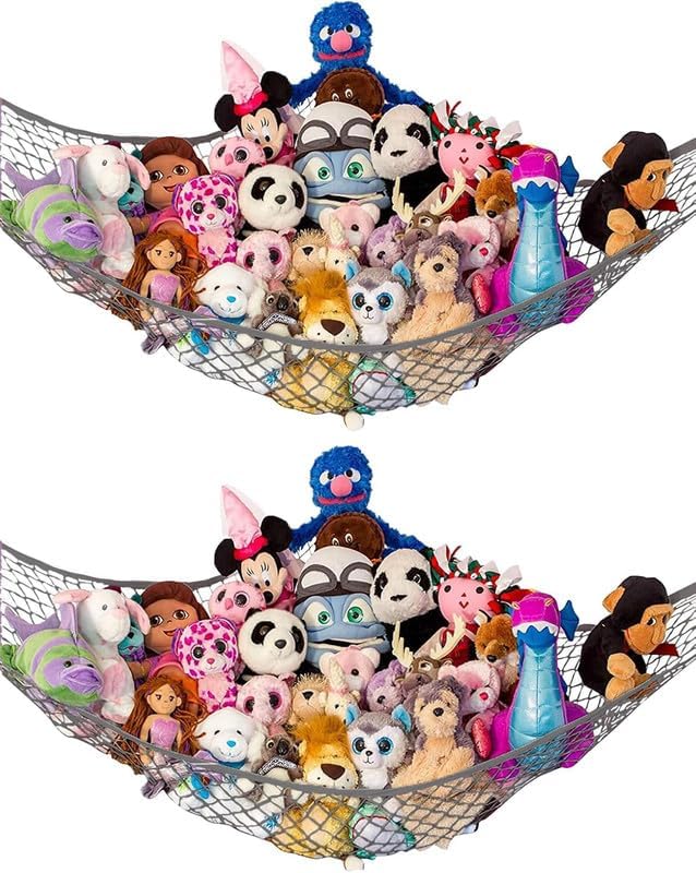 Extra Large Stuffed Animal Storage Hammock 2 Pack | Holds 12 lbs | Corner by LillysLove