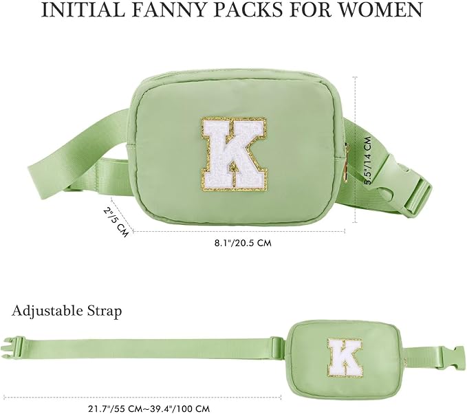 YOOLIFE Gifts for Girls - Preppy Teenage Girl Gifts, Green Initial Crossbody Bag