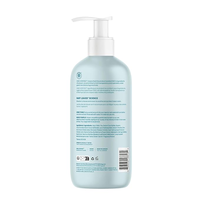 ATTITUDE 2-in-1 Shampoo and Body Wash for Baby, EWG Verified, Dermatologically Tested, Vegan, Good Night, 16 Fl Oz (Pack of 6)