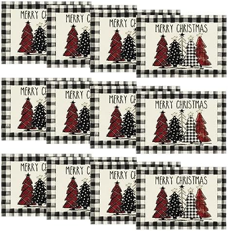 Artoid Mode Waterclor Buffalo Plaid Christmas Trees Placemats Set of 12 by ArtoidMode