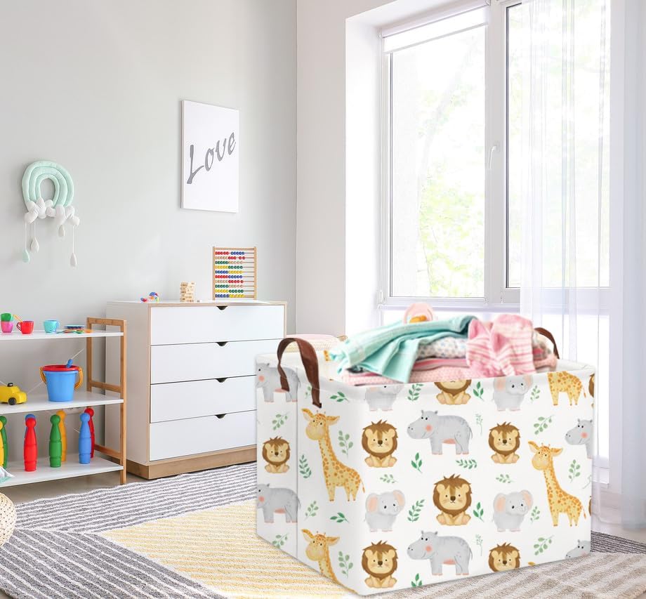 Baby Basket Woodland Storage kids Baby Boy Girls Basket Rectangular Storage Bin - Image 5