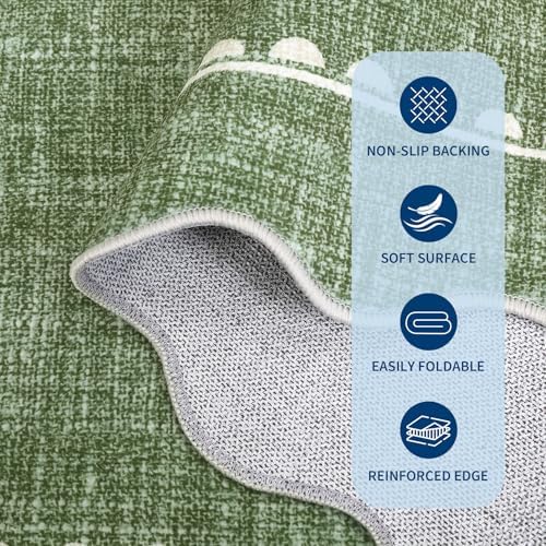 GarveeHome Scalloped Bow Rug 6x9 Washable Green Rug - Image 6