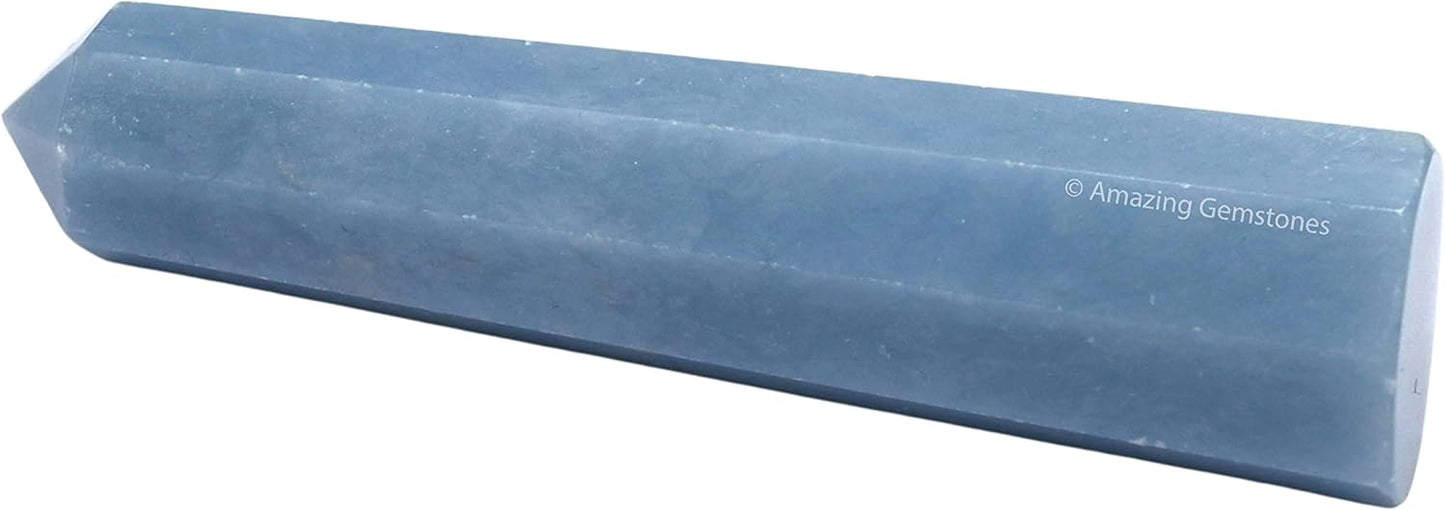 Amazing Gemstone Angelite Crystal Towers ~ Natural Healing Crystal Point Obelisk for Reiki Healing and Crystal Grid (3- Inch)